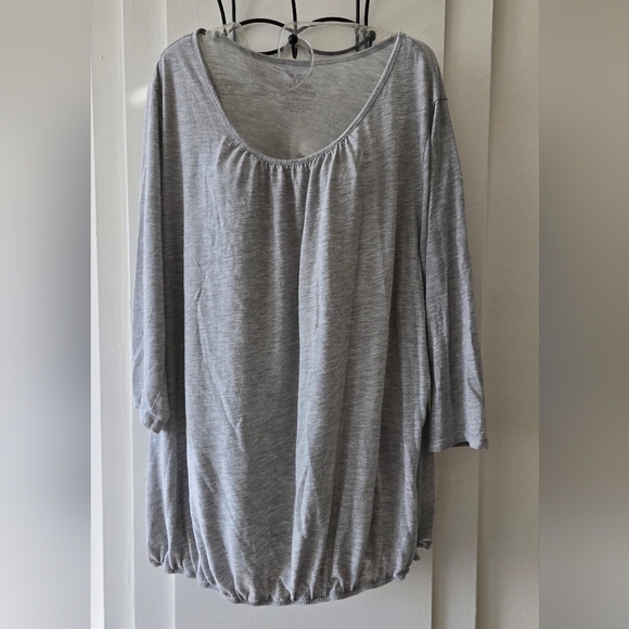 *3/$20 Faded Glory Gray 3/4 Sleeve Ruched Tunic - Picture 1 of 4